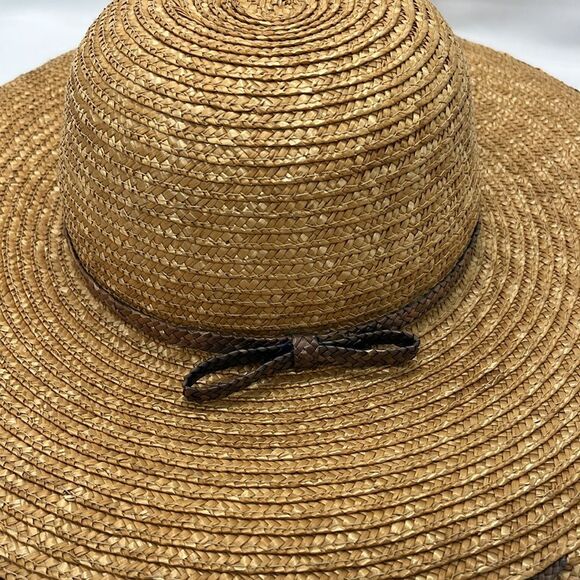 Brown and Black Scala Wide Brim Straw Hat with Bow - Picture 2 of 6